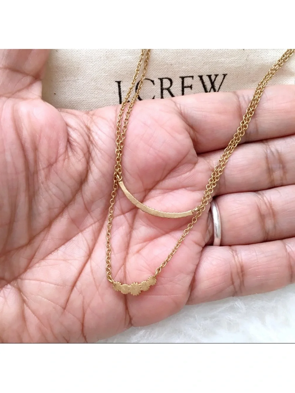 J. Crew Gold Layered Crystal Pave Curve Necklace - Gold